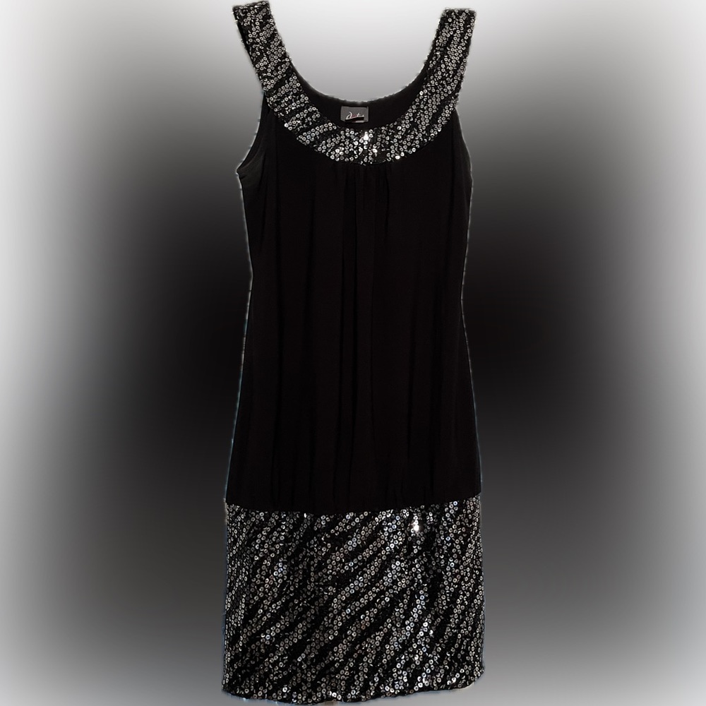 Black and Silver Sequins Cocktail Dress size M